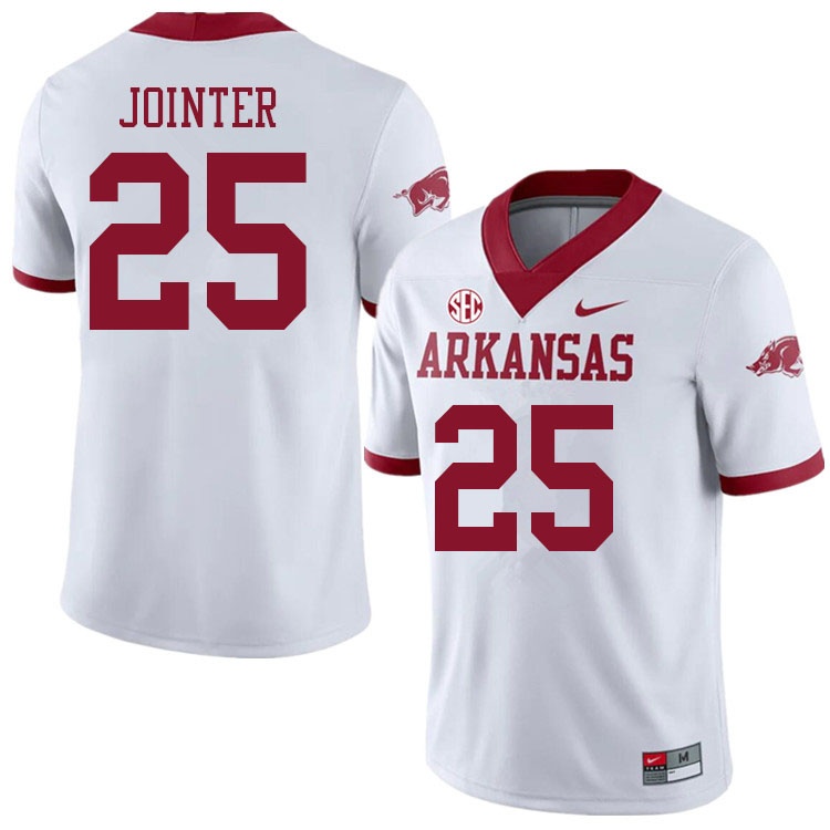 Men #25 James Jointer Arkansas Razorbacks College Football Jerseys Sale-Alternate White